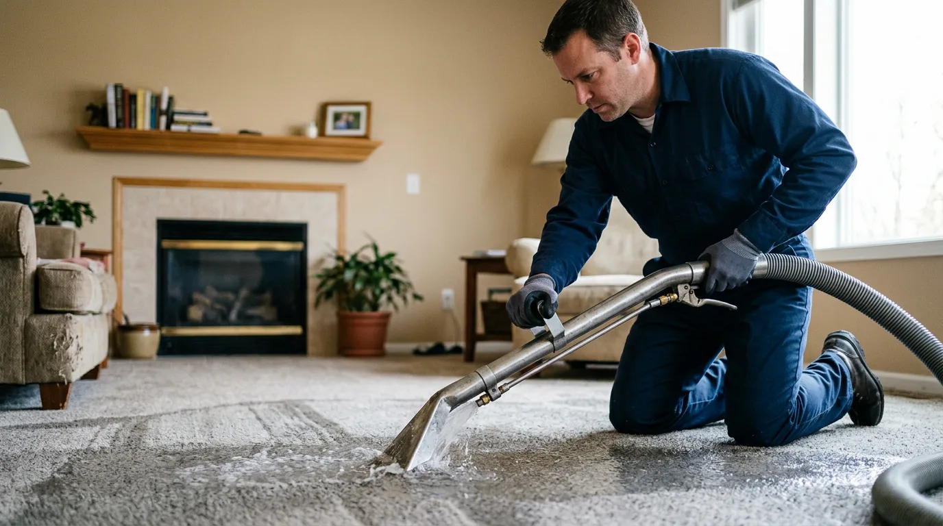 Water damage restoration technician working near Strafford, VT